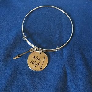 Handmade silver Aim High arrow bangle bracelet